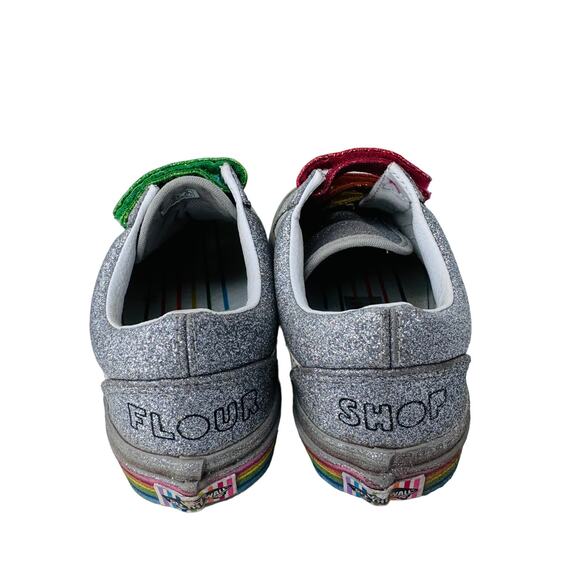 Vans Old Skool‎ V Four Shop Skate Sneakers Glitter Rainbow Silver Size W5 M3.5 - Picture 5 of 9
